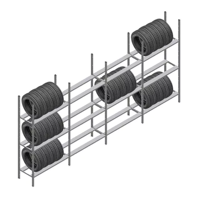 Vorteilsreihe Reifenregal Medium Duty 2000x4000x600 mm (hxbxt) 3 Ebenen