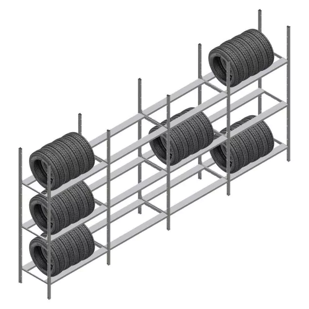 Vorteilsreihe Reifenregal Medium Duty 2000x4000x700 mm (hxbxt) 3 Ebenen