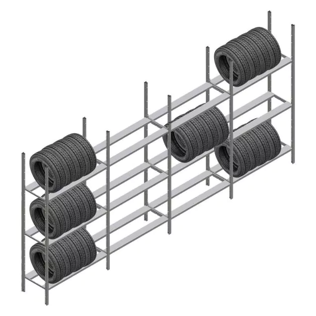 Vorteilsreihe Reifenregal Medium Duty 2200x4000x600 mm (hxbxt) 3 Ebenen