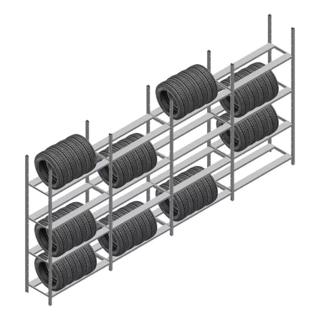 Vorteilsreihe Reifenregal Medium Duty 2200x4000x600 mm (hxbxt) 4 Ebenen