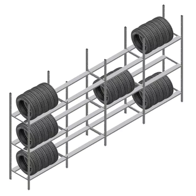 Vorteilsreihe Reifenregal Medium Duty 2200x4000x700 mm (hxbxt) 3 Ebenen