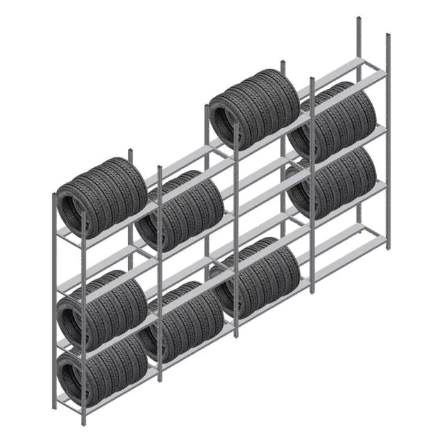 Vorteilsreihe Reifenregal Medium Duty 2500x4000x600 mm (hxbxt) 4 Ebenen