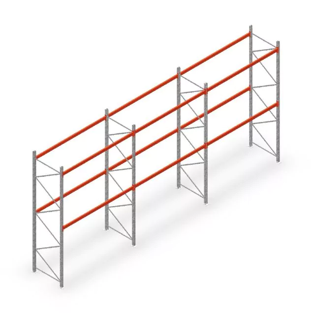 Vorteilsreihe Palettenregal AR T2 3500x8420x1100 mm (hxbxt) 2 Ebenen 1820kg/Ebene mit vormontierten Rahmen