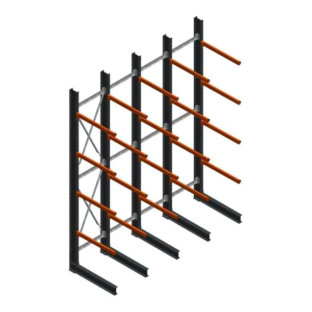 Vorteilsreihe Schweres Kragarmregal einseitig 5000x4100x1200mm (hxbxt) 4 Ebenen
