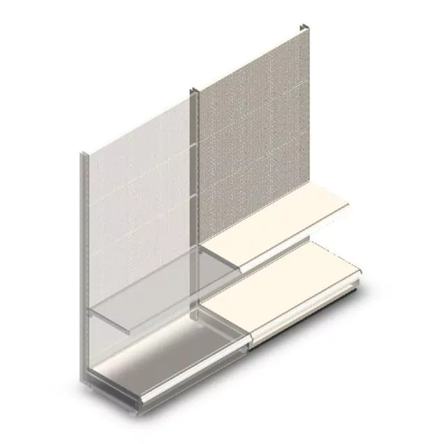 Wandregal mit Perforation Tego 1800x1000x470 mm (hxbxt) 2 Ebenen RAL9001 Anbauregal