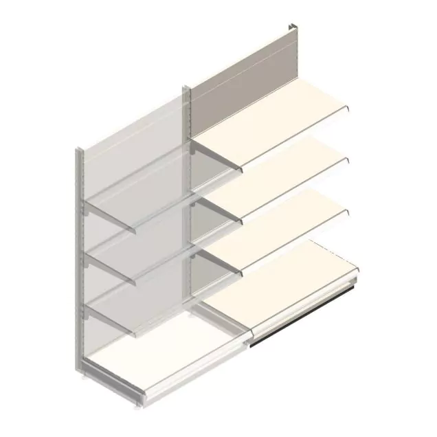 Wandregal Tego 1800x1000x570 mm (hxbxt) 4 Ebenen RAL9001 Anbauregal