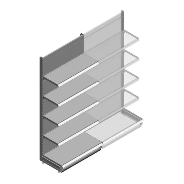 Wandregal Tego 2200x1000x470 mm (hxbxt) 5 Ebenen RAL9006 Anfangsregal