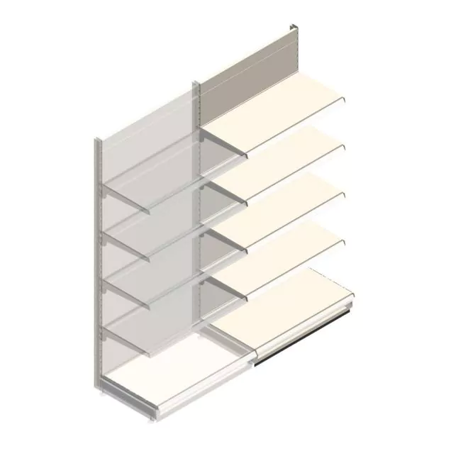 Wandregal Tego 2200x1000x570 mm (hxbxt) 5 Ebenen RAL9001 Anbauregal