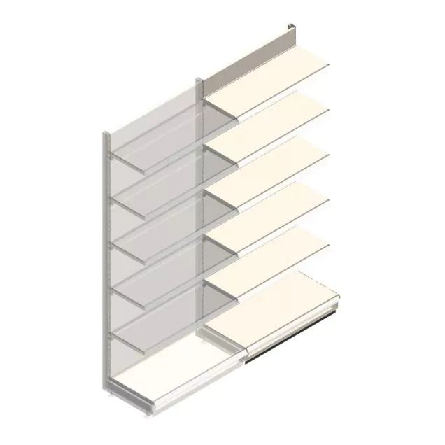 Wandregal Tego 2400x1000x470 mm (hxbxt) 6 Ebenen RAL9001 Anbauregal