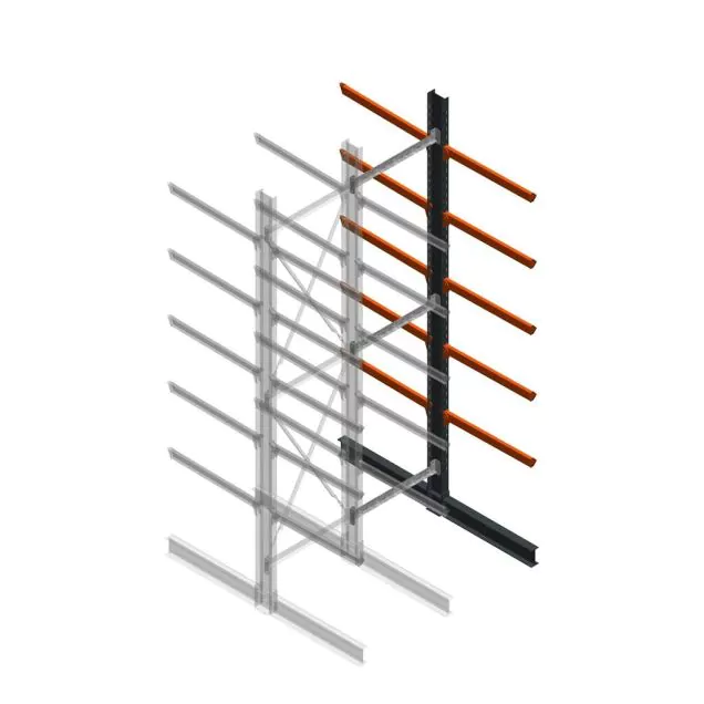 Schweres Kragarmregal doppelseitig 5000x1200x1200mm (hxbxt) 5 Ebenen Anbauregal