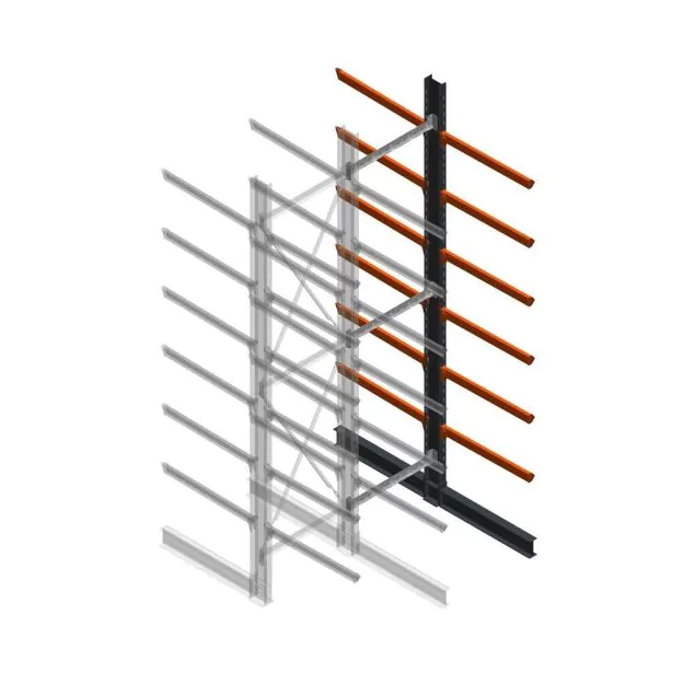 Schweres Kragarmregal doppelseitig 5000x1200x1200mm (hxbxt) 6 Ebenen Anbauregal