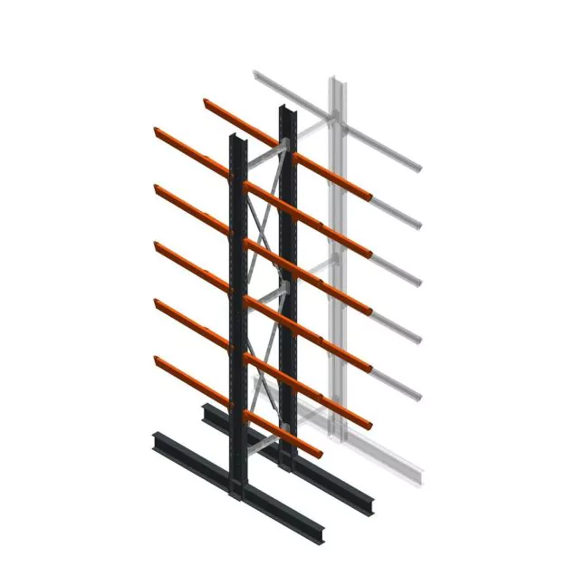 Schweres Kragarmregal doppelseitig 5000x800x1200mm (hxbxt) 5 Ebenen Anfangsregal