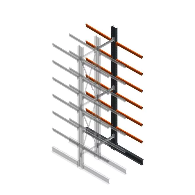 Schweres Kragarmregal beidseitig 5000x800x1200mm (hxbxt) 6 Ebenen Anbauregal
