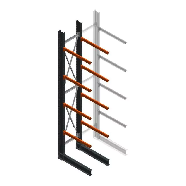 Schweres Kragarmregal einseitig 5000x800x1000mm (hxbxt) 4 Ebenen Anfangsregal