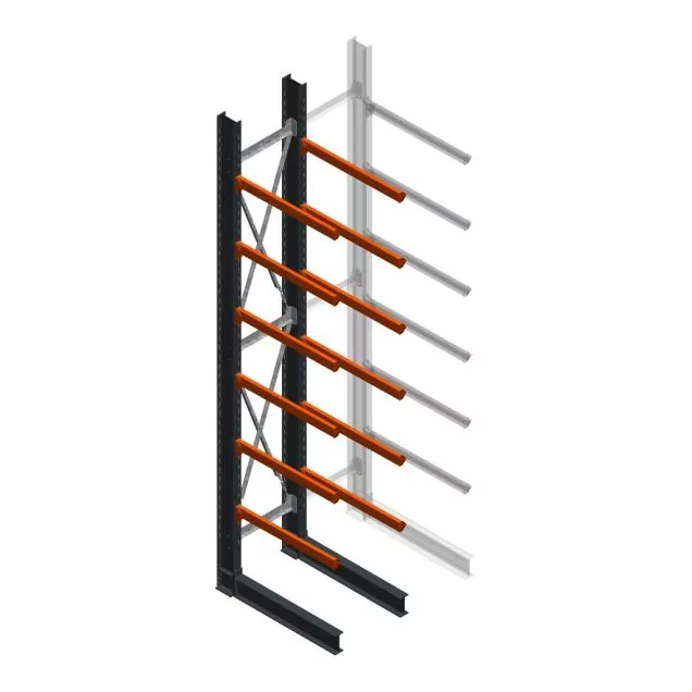 Schweres Kragarmregal einseitig 5000x800x1200mm (hxbxt) 6 Ebenen Anfangsregal